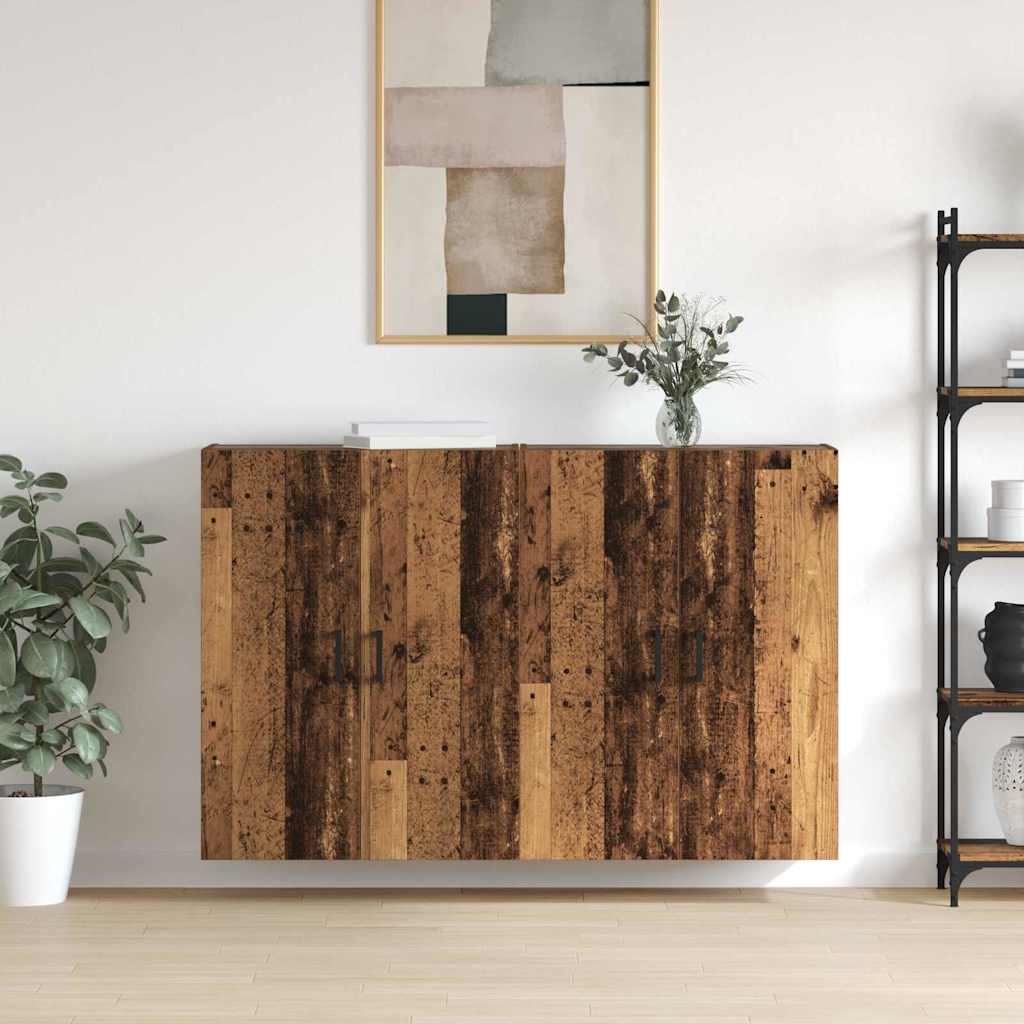 vidaXL Mobilier cu Montaj pe Perete 2 pcs Lemn vechi 69.5 x 34 x 90 cm