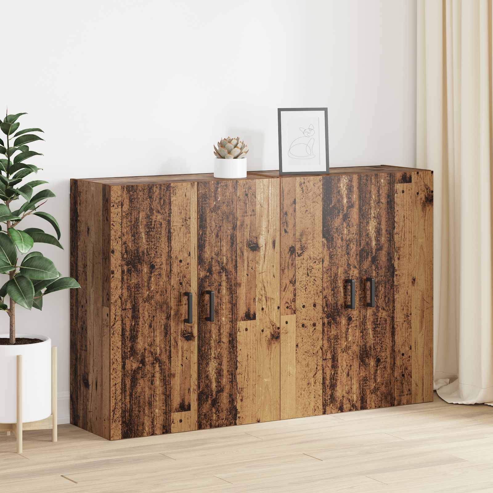 Nástěnná skříň Nástěnný 2 pcs Staré dřevo 69,5 x 34 x 90 cm - obrázek 4