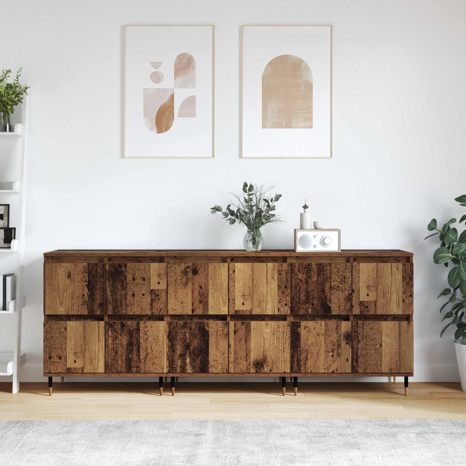 Úložná skříňka 3 pcs Staré dřevo 60 x 35 x 70 cm