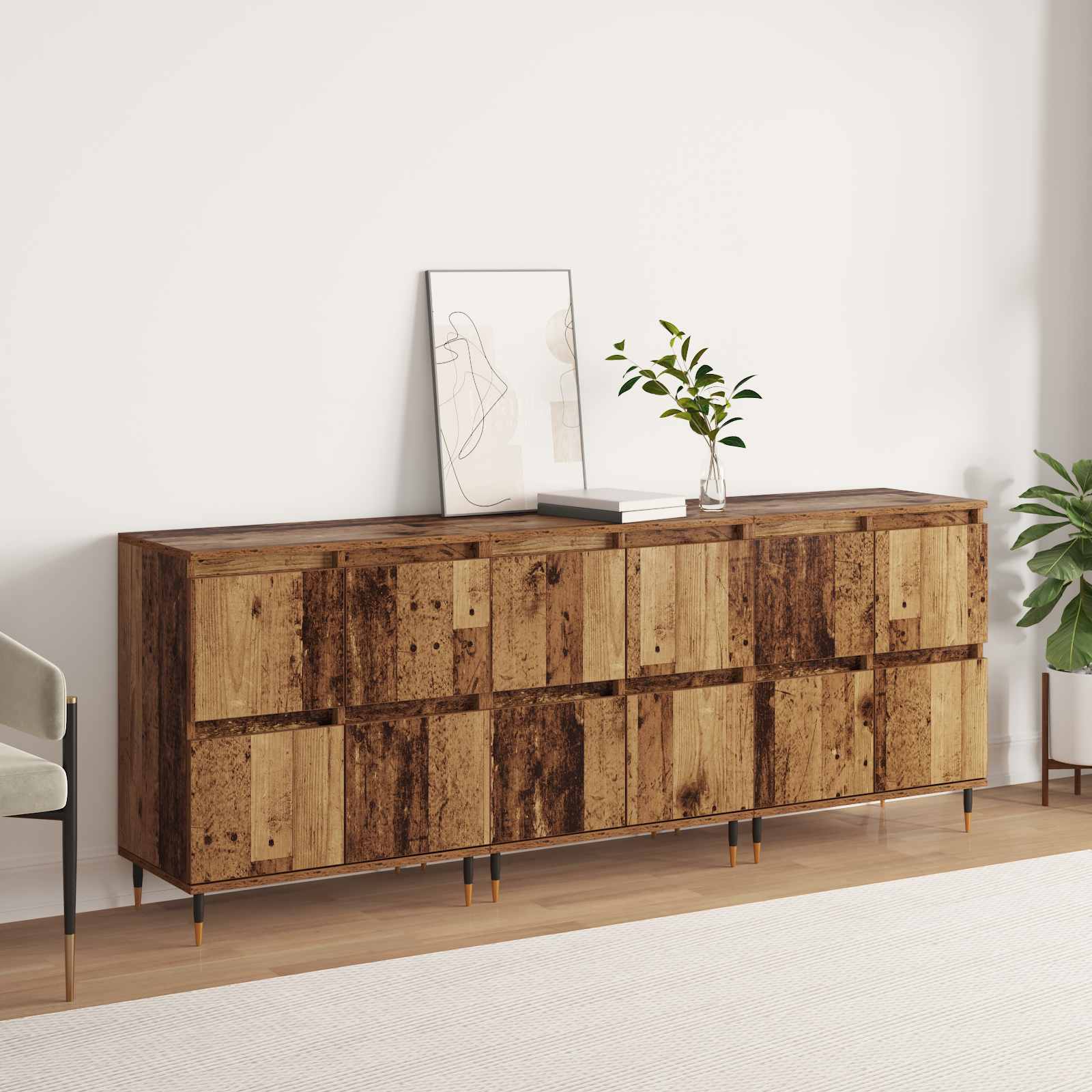 Úložná skříňka 3 pcs Staré dřevo 60 x 35 x 70 cm - obrázek 4