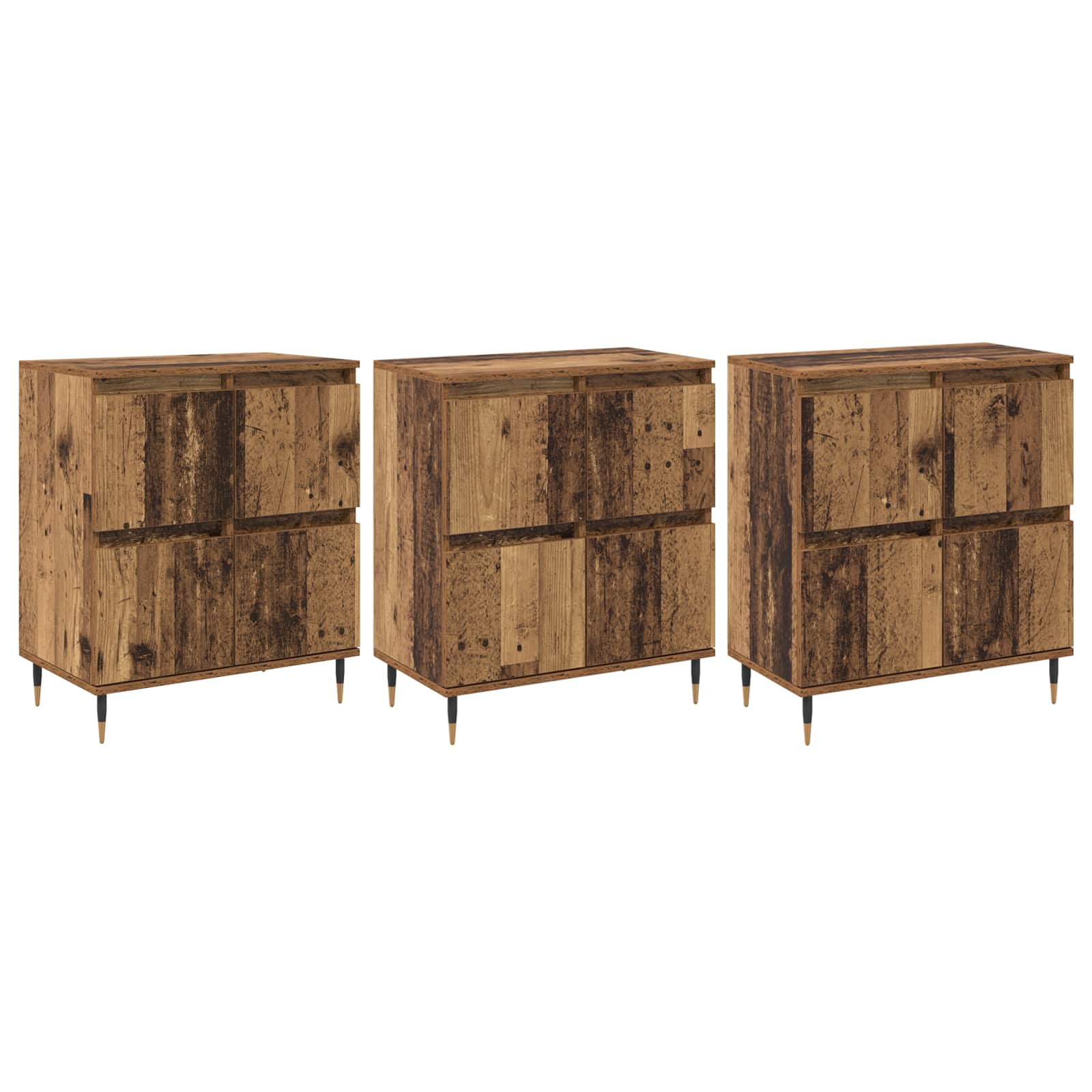 Úložná skříňka 3 pcs Staré dřevo 60 x 35 x 70 cm - obrázek 2