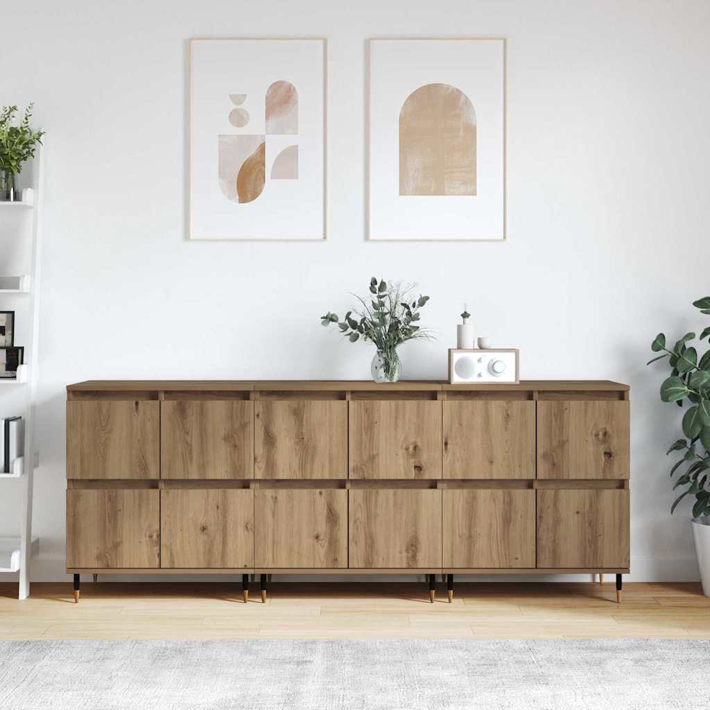 vidaXL Bufeturi 3 pcs stejar artizanal 180 x 35 x 70 cm Lemn compozit