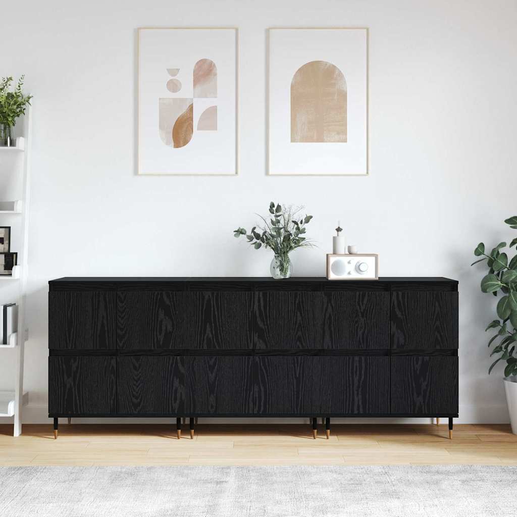 vidaXL Bufeturi 3 pcs Stejar negru 180 x 35 x 70 cm Lemn compozit