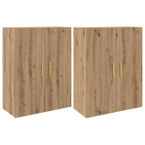 vidaXL Seinale kinnitatav kapp 2 tk K&auml;sit&ouml;&ouml;puu 69,5 x 34 x 90 cm