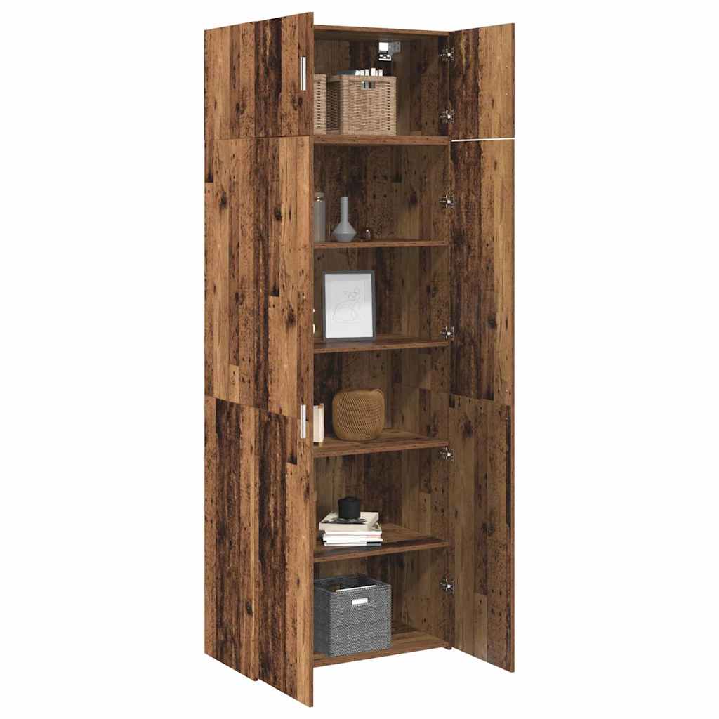 vidaXL Opbergkast met plank Anders met opslag met de deur Oud hout 80 x 42,5 x 225 cm Bewerkt hout