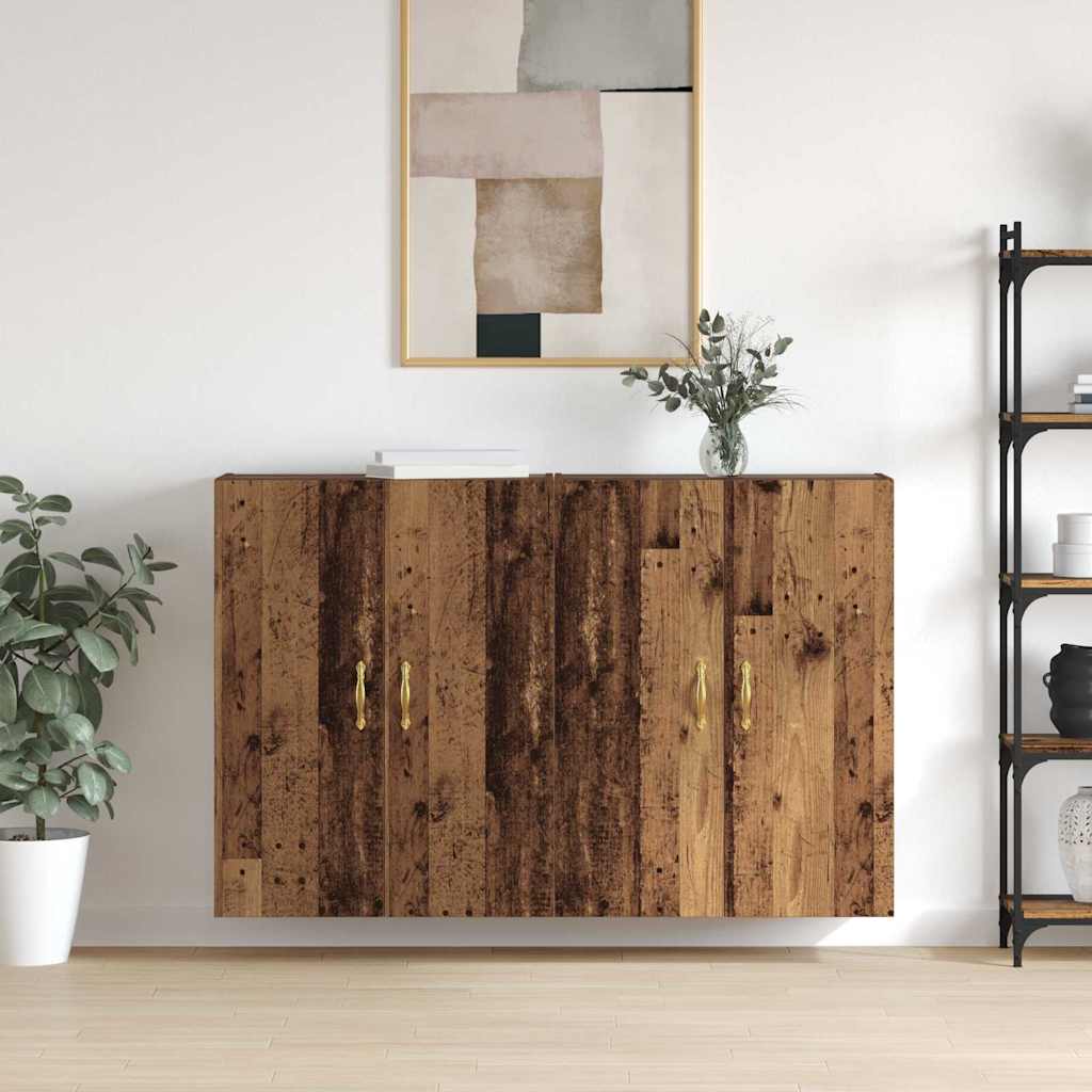 vidaXL Mobilier cu Montaj pe Perete 2 pcs Lemn vechi 69.5 x 34 x 90 cm