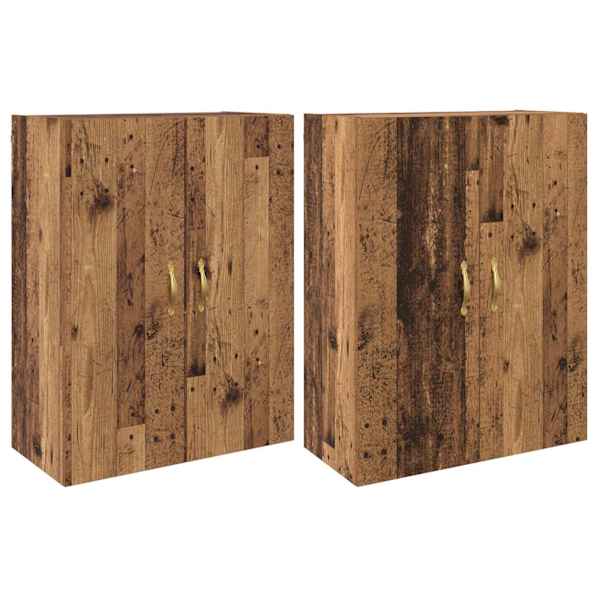vidaXL Seinale kinnitatav kapp 2 tk Vana puit 69,5 x 34 x 90 cm