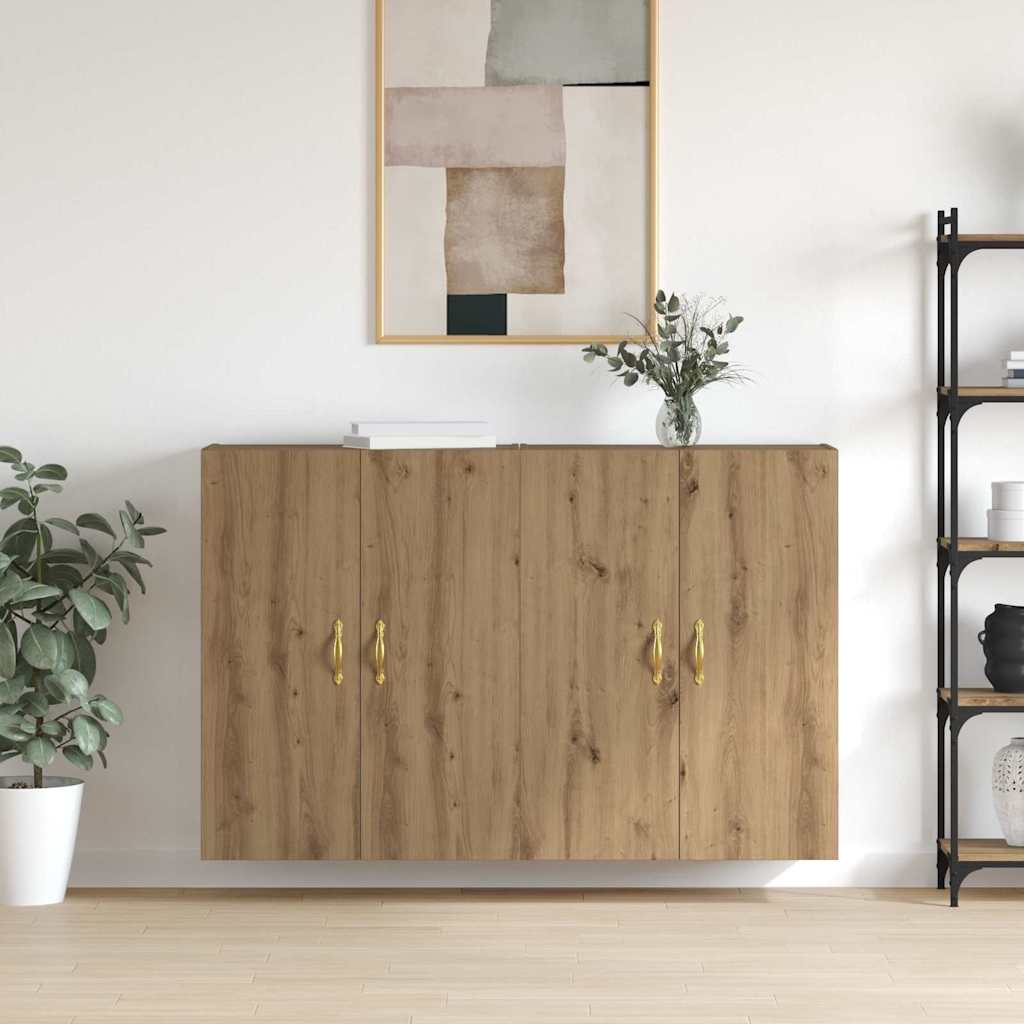 vidaXL Wandmontierte Schränke mit Regal mit Speicher mit Tür 2 pcs Eiche handwerklich