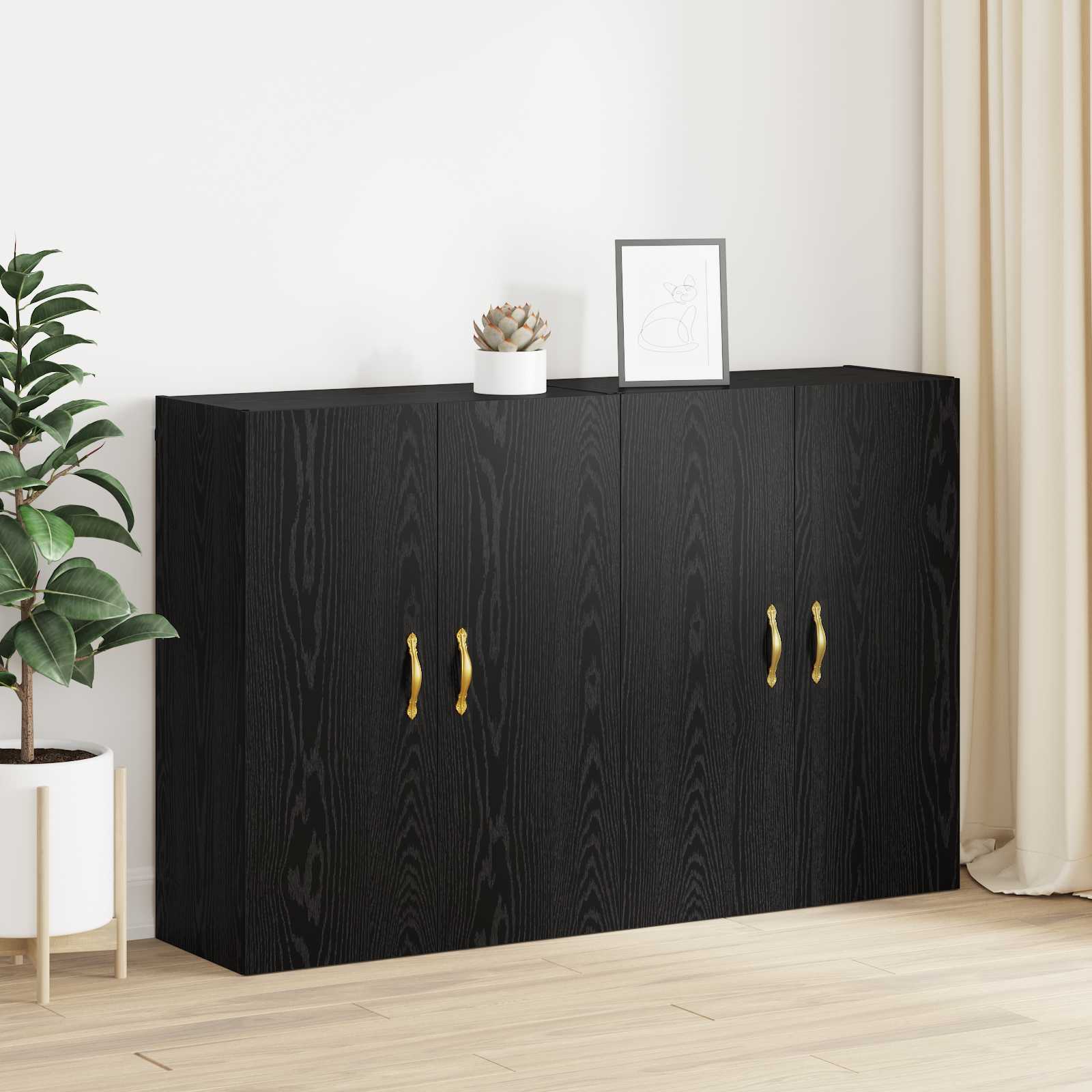 Nástěnná skříň Nástěnný 2 pcs Černý dub 69,5 x 34 x 90 cm3394520