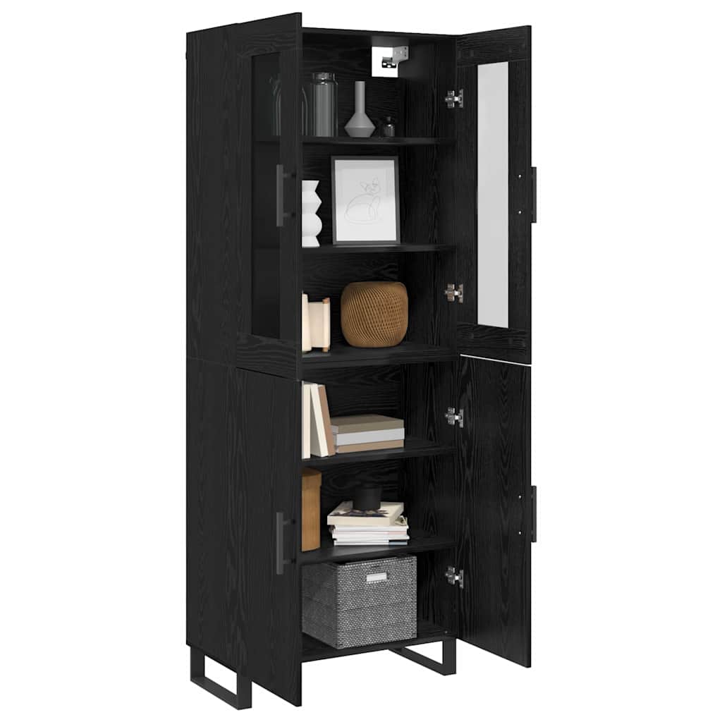 vidaXL Highboard met plank met opslag Zwart eiken 69.5 x 34 x 90 cm Bewerkt hout
