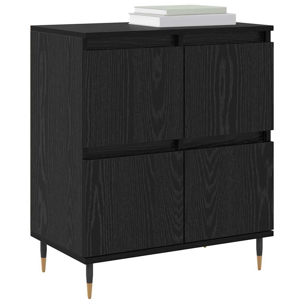vidaXL Dressoirs 2 pcs Zwart eiken 120 x 35 x 70 cm Bewerkt hout