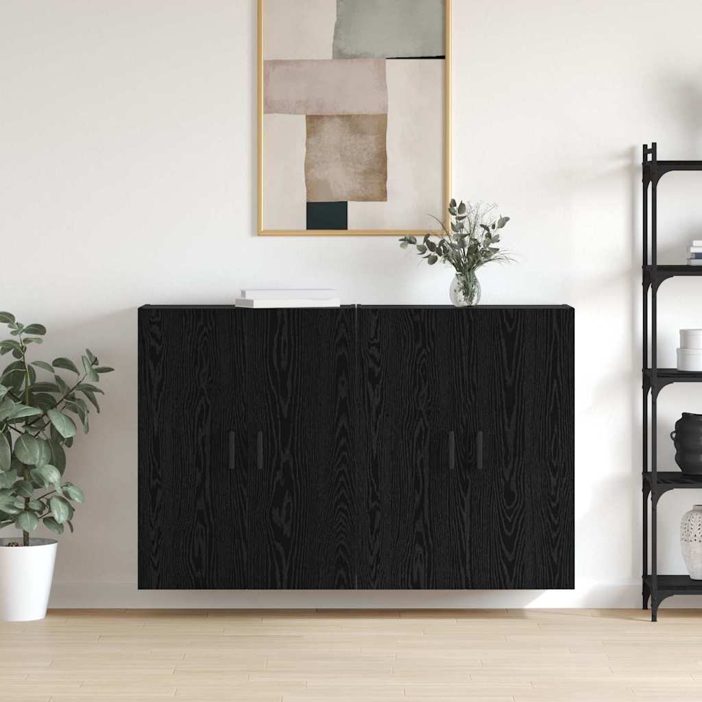 vidaXL Mobilier cu Montaj pe Perete Pe perete 2 pcs Stejar negru