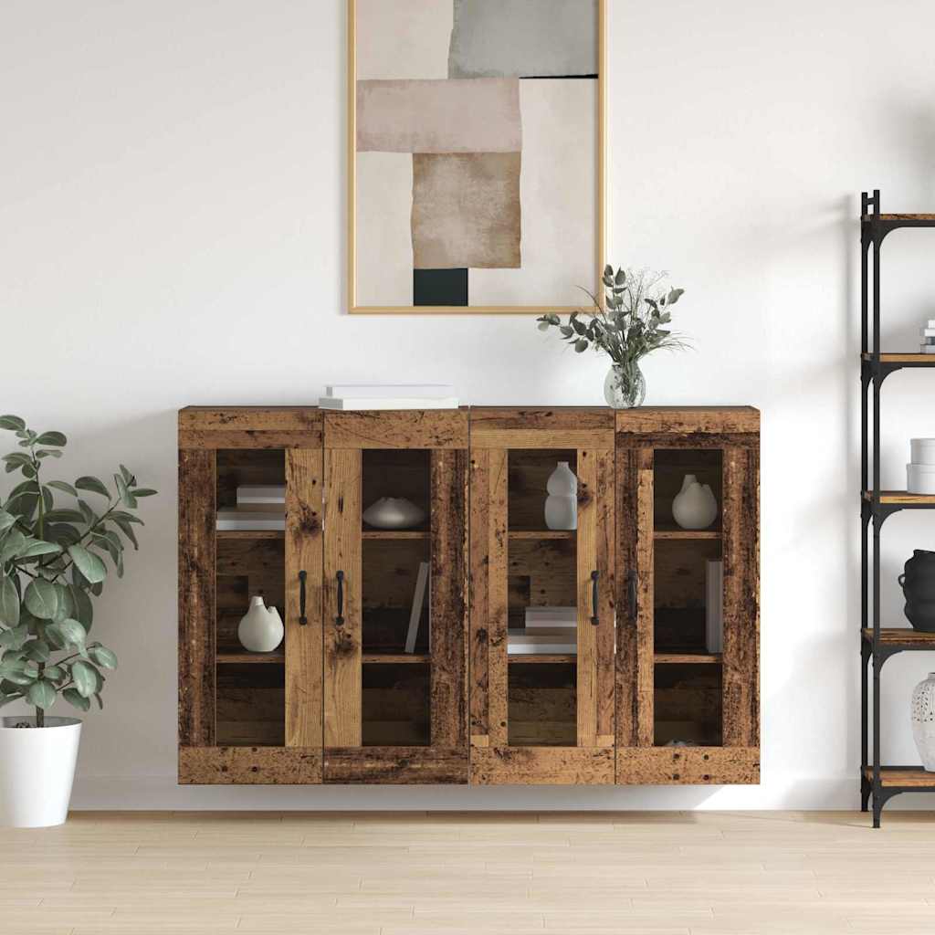 vidaXL Mobilier cu Montaj pe Perete 2 pcs Lemn vechi 69.5 x 34 x 90 cm