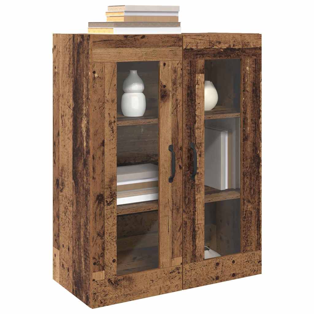 vidaXL Wandgemonteerde Kasten 2 pcs Oud hout 69.5 x 34 x 90 cm