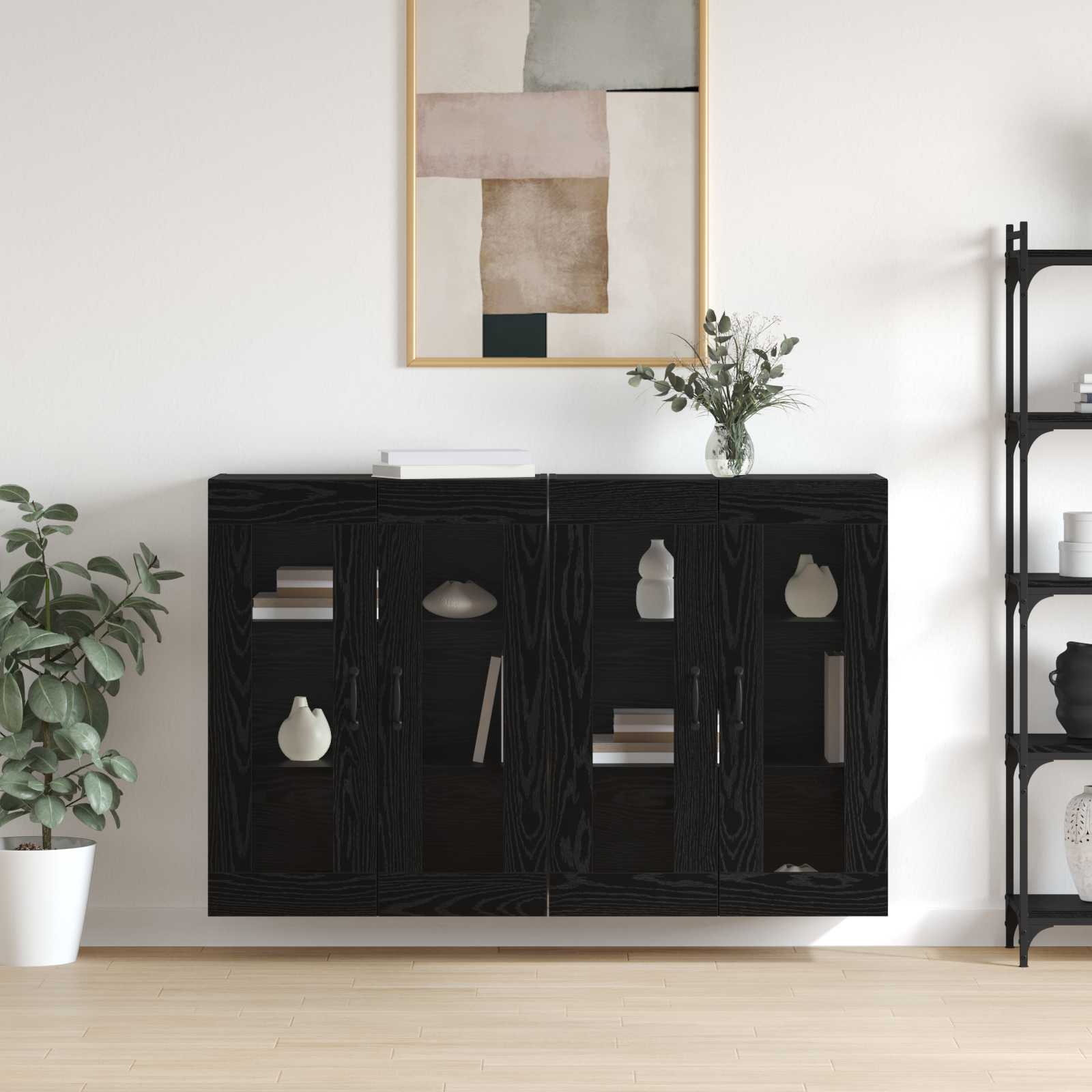 vidaXL Mobilier cu Montaj pe Perete 2 pcs Stejar negru