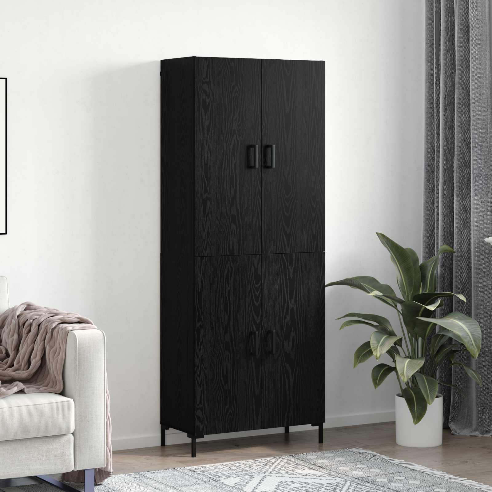 vidaXL Bufet Pe perete Stejar negru 69,5 x 34 x 180 cm Lemn compozit