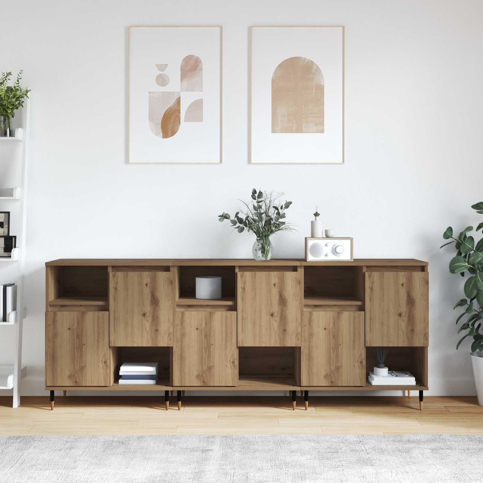 vidaXL Bufeturi 3 pcs Stejar Artizanal