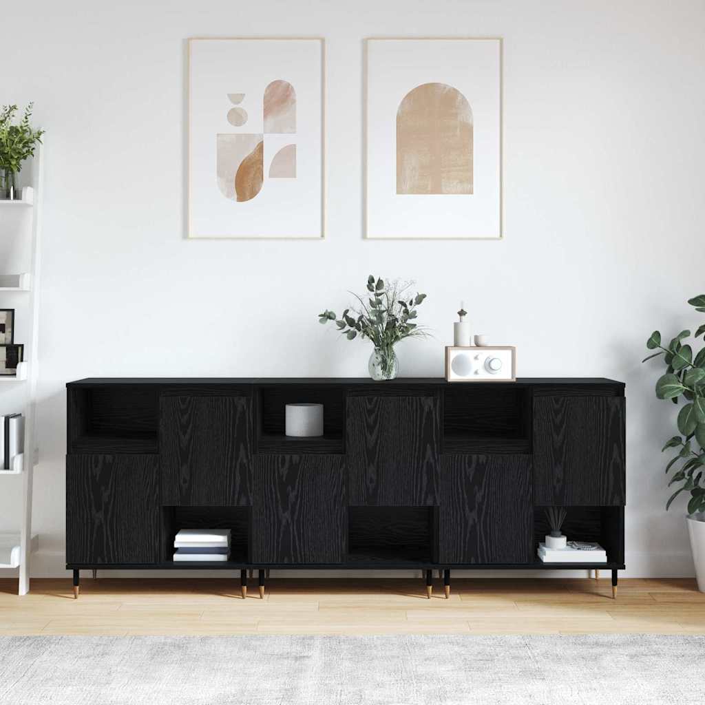vidaXL Bufeturi 3 pcs Stejar negru 180 x 35 x 70 cm Lemn compozit
