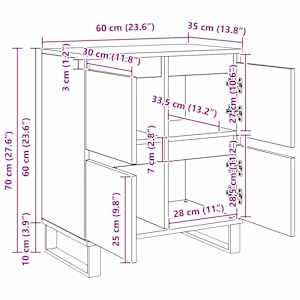Servírovací skříň 2 pcs Staré dřevo 60 x 35 x 70 cm - obrázek 14