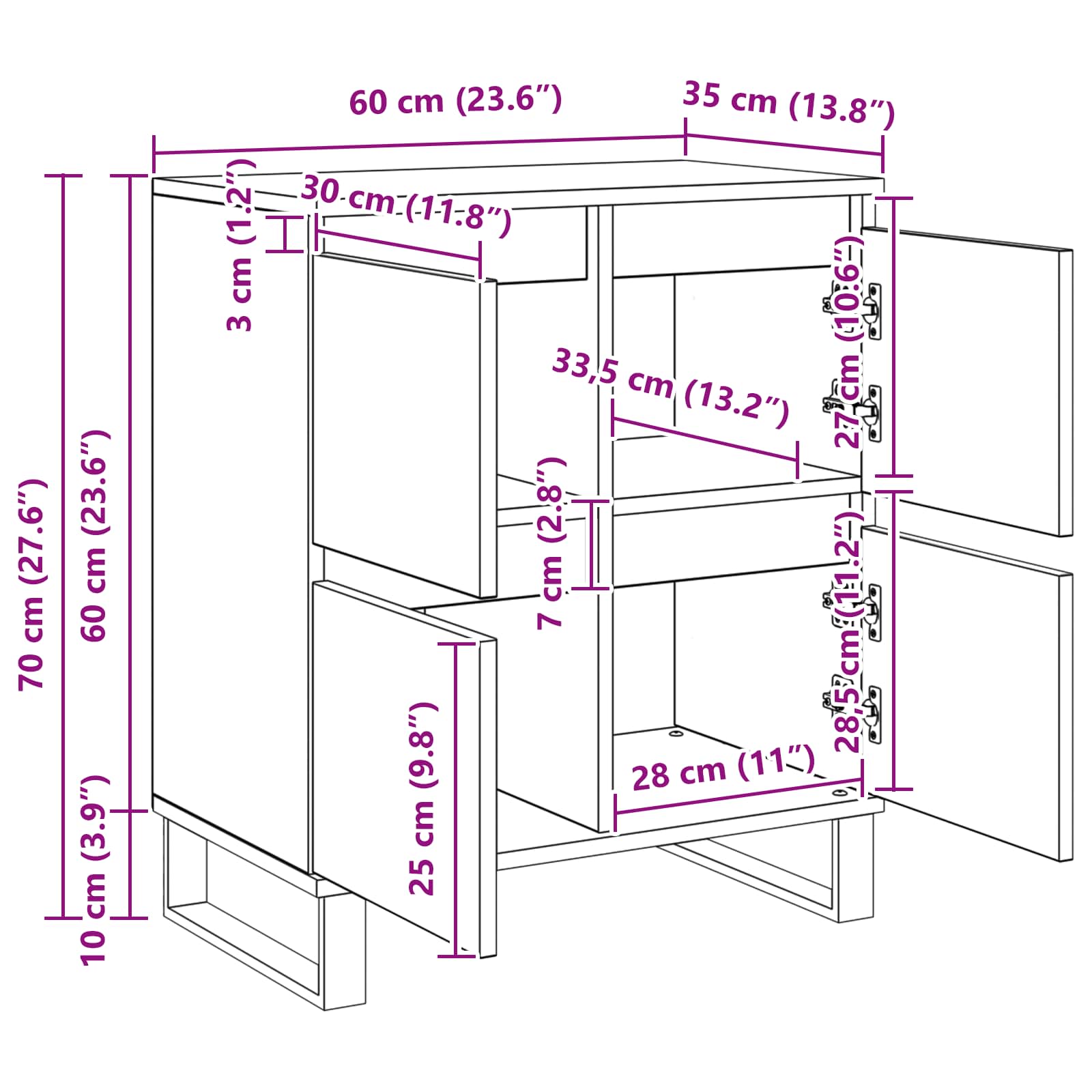 Servírovací skříň 2 pcs Černý dub 60 x 35 x 70 cm - obrázek 14