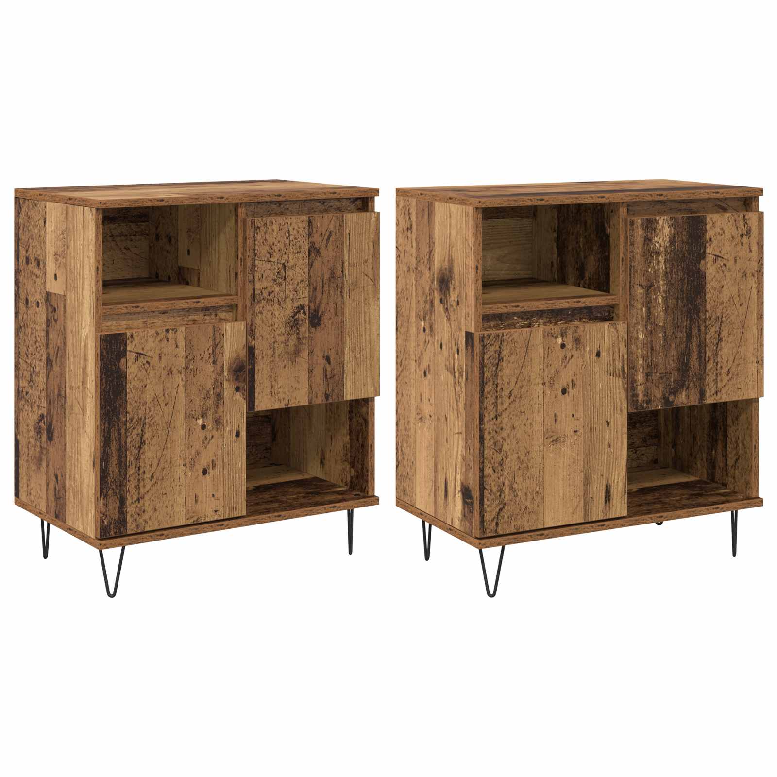 Servírovací skříň 2 pcs Staré dřevo 60 x 35 x 70 cm - obrázek 2
