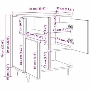 Servírovací skříň 2 pcs Staré dřevo 60 x 35 x 70 cm - obrázek 15
