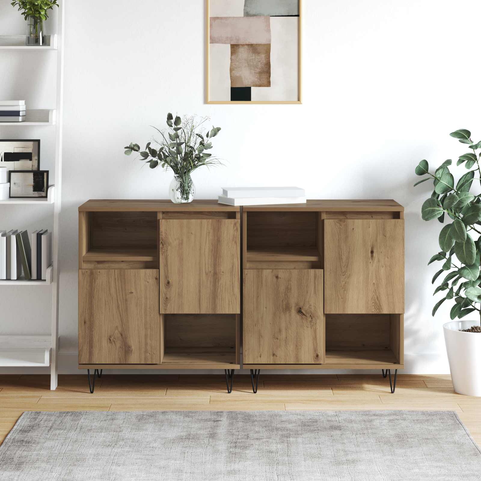 Servírovací skříň 2 pcs Artisanový dub 60 x 35 x 70 cm - obrázek 4