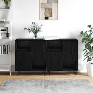 Servírovací skříň 2 pcs Černý dub 60 x 35 x 70 cm - obrázek 4