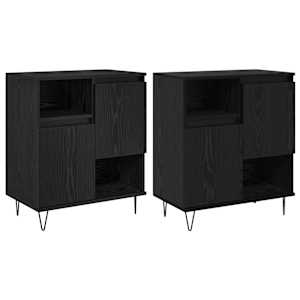 Servírovací skříň 2 pcs Černý dub 60 x 35 x 70 cm - obrázek 2