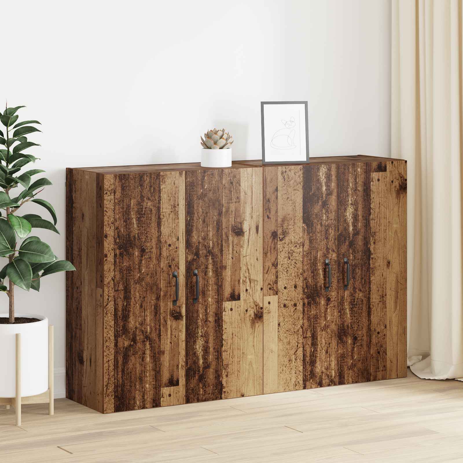 Nástěnná skříň Nástěnný 2 pcs Staré dřevo 69,5 x 34 x 90 cm - obrázek 4