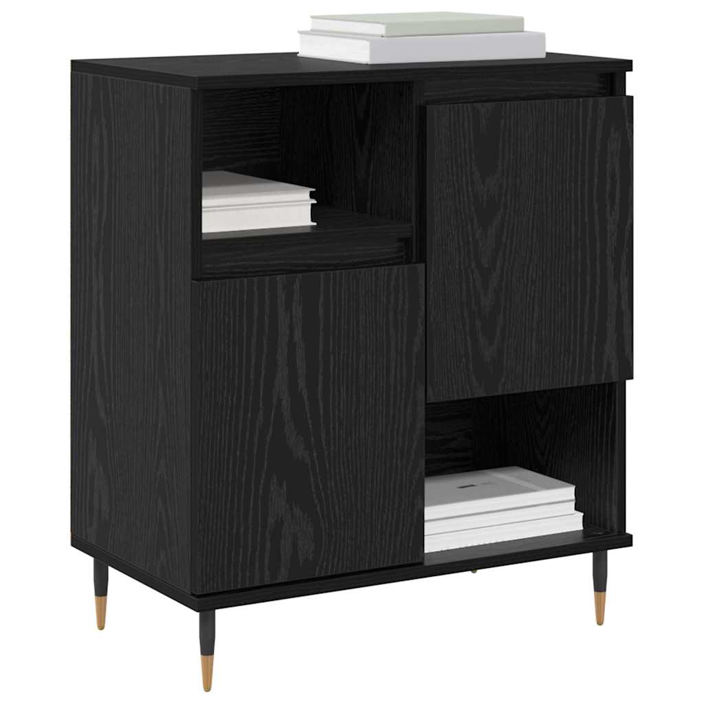 vidaXL Dressoirs 2 pcs Zwart eiken 120 x 35 x 70 cm Bewerkt hout