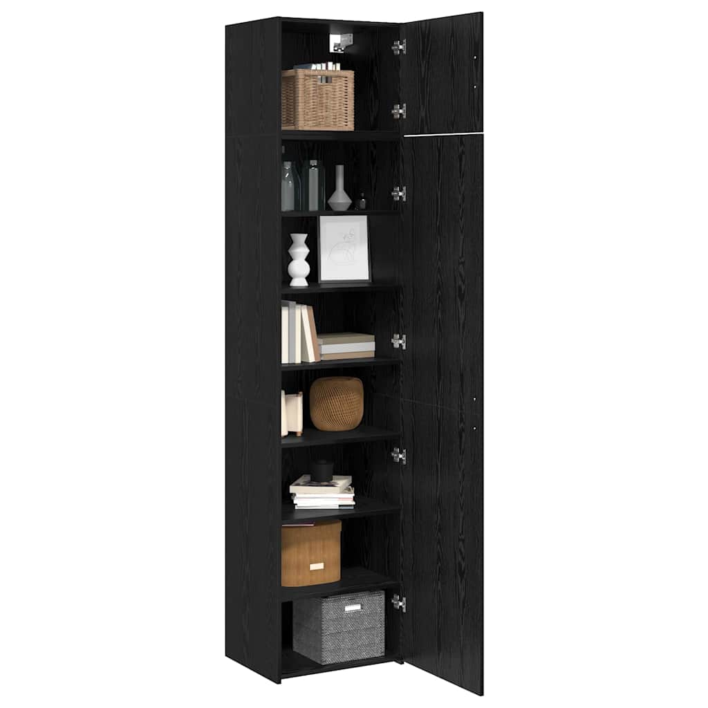 vidaXL Opbergkast met plank Anders met opslag Zwart eiken 50 x 41 x 225 cm Bewerkt hout