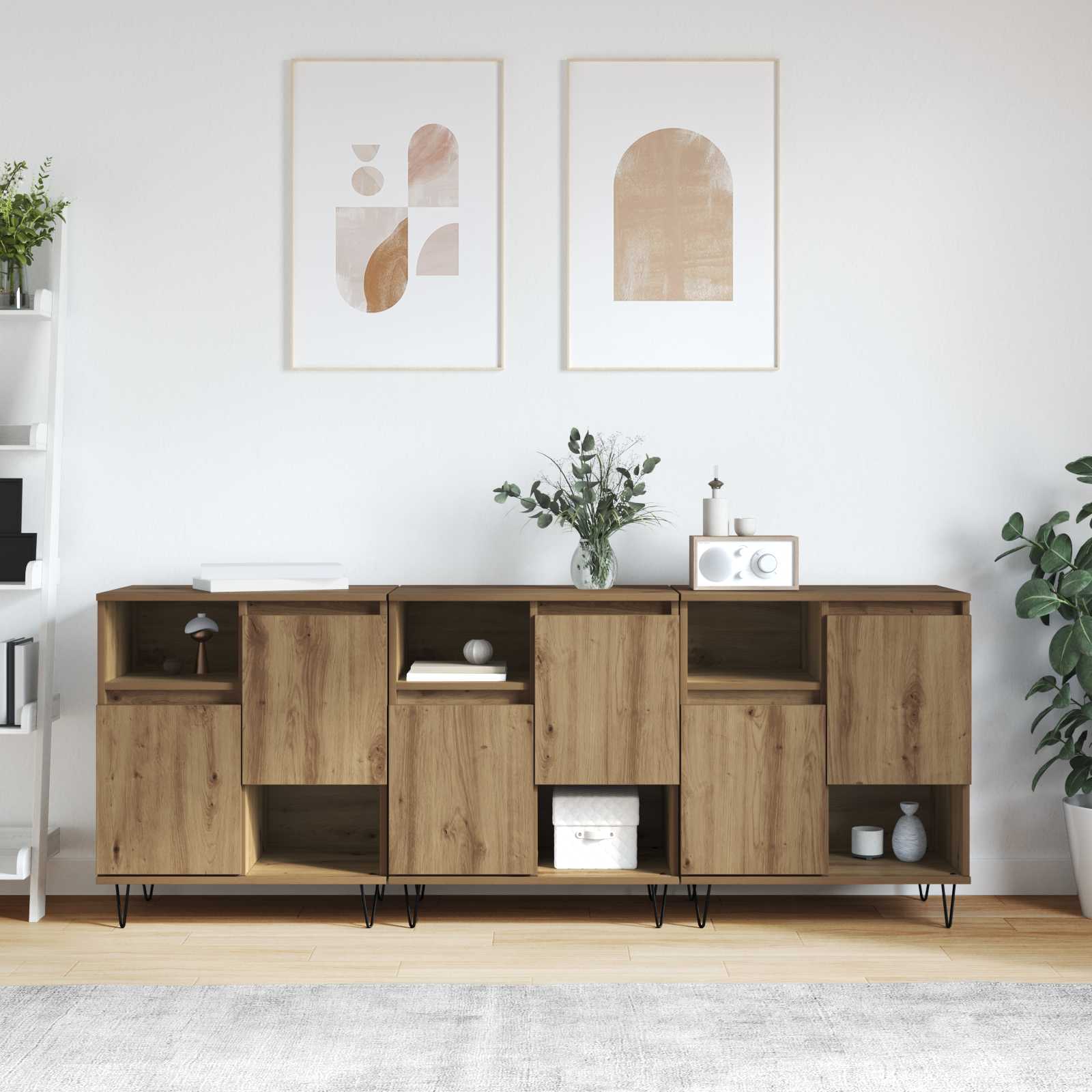 Servírovací skříň 3 pcs Artisanový dub 60 x 35 x 70 cm