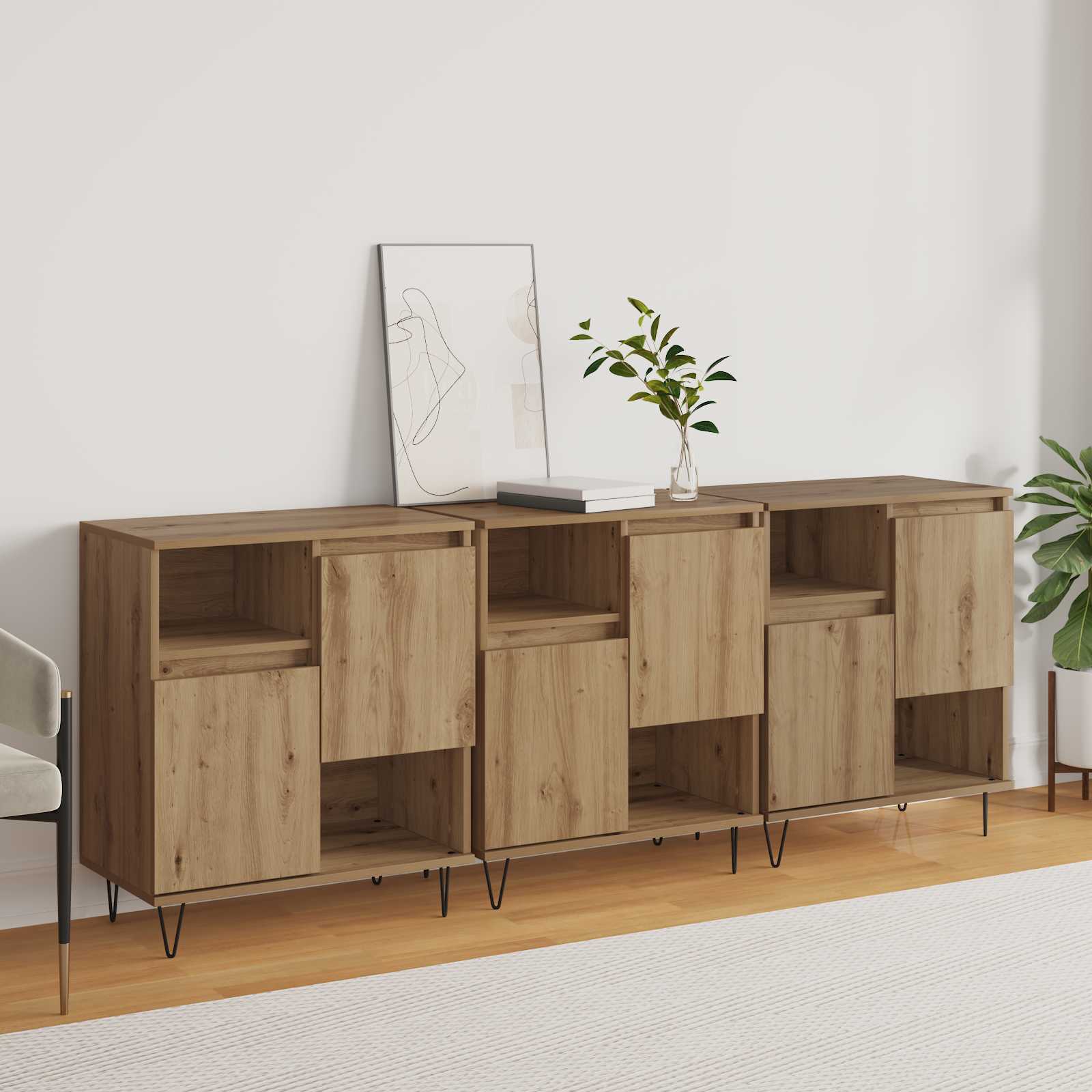 Servírovací skříň 3 pcs Artisanový dub 60 x 35 x 70 cm - obrázek 4