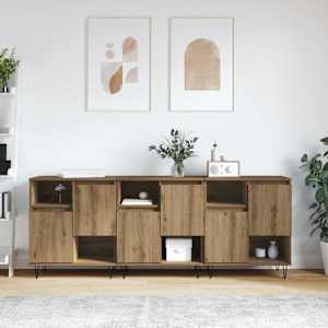 Strani šal 3 pcs Umetni hrast 60 x 35 x 70 cm