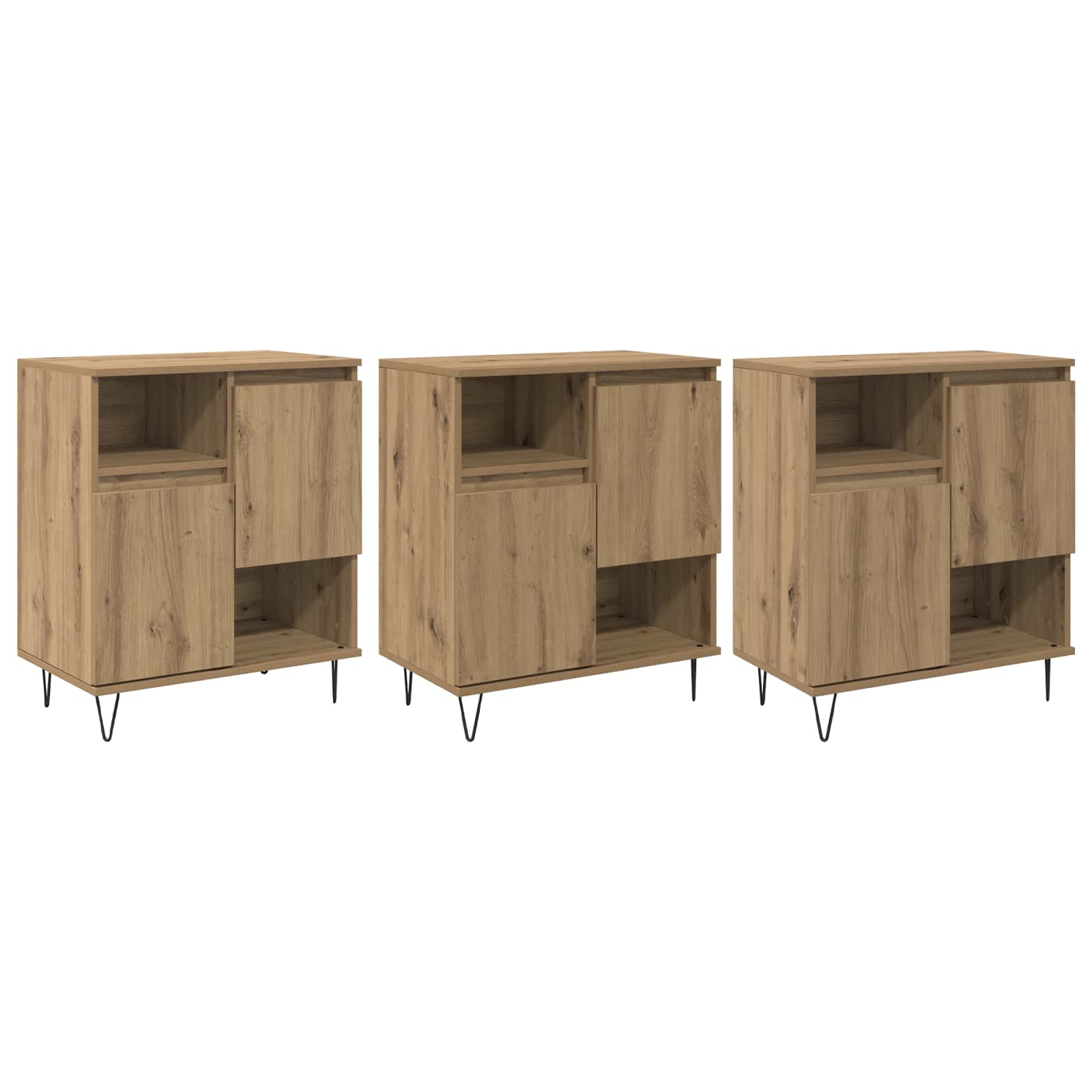 Servírovací skříň 3 pcs Artisanový dub 60 x 35 x 70 cm - obrázek 2