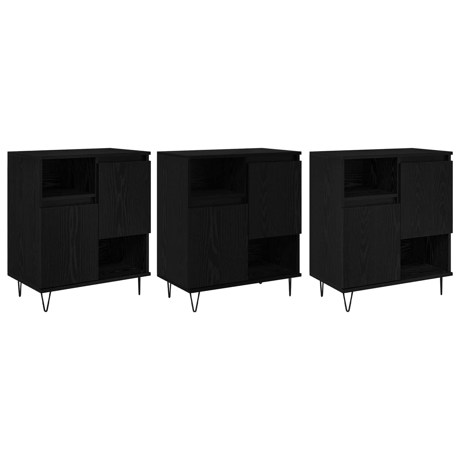 Servírovací skříň 3 pcs Černý dub 60 x 35 x 70 cm - obrázek 2