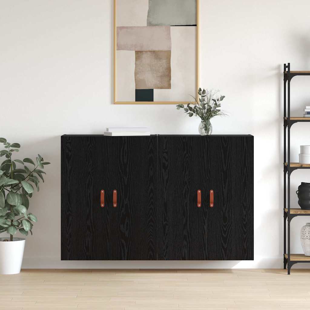 vidaXL Mobilier cu Montaj pe Perete 2 pcs Stejar negru