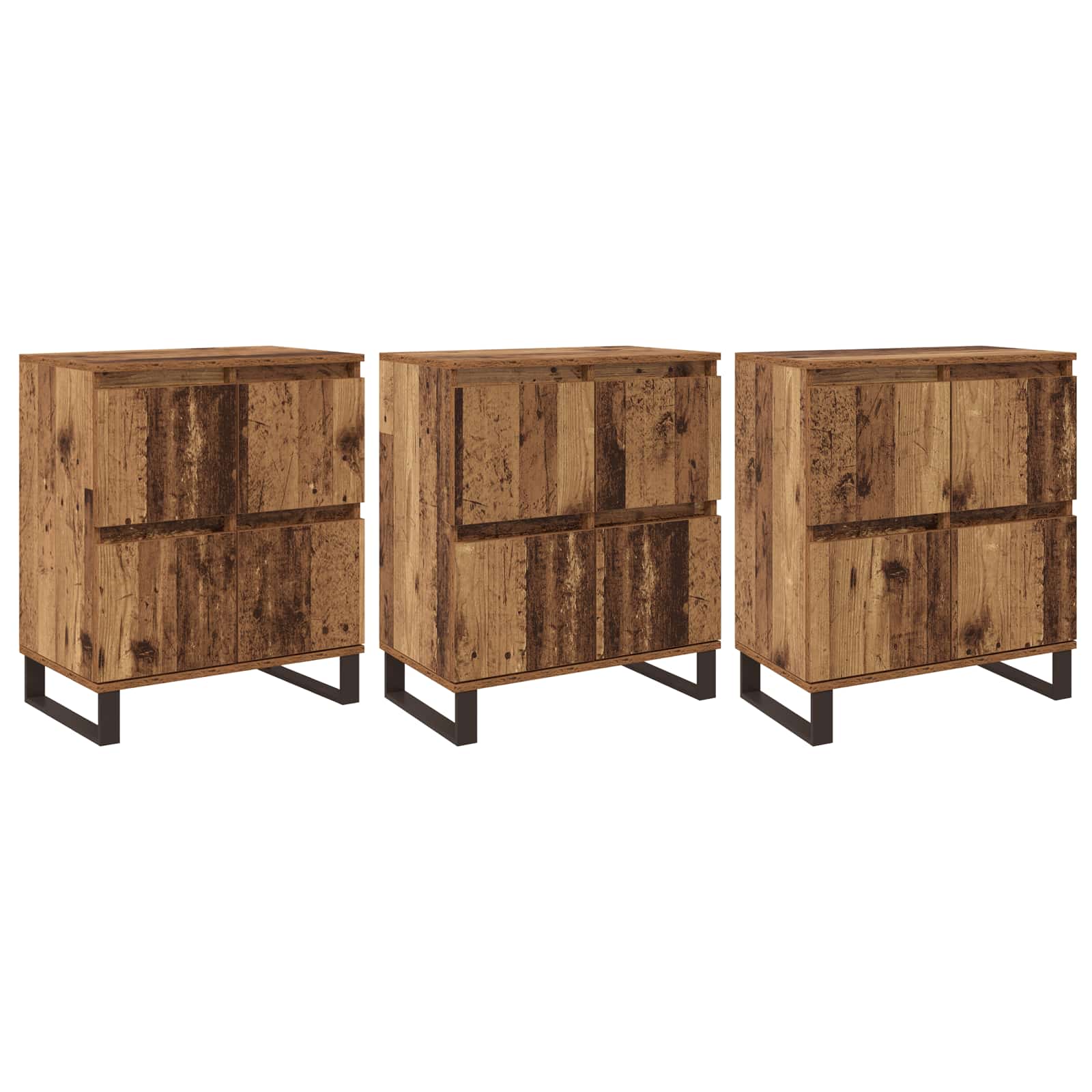 Servírovací skříň 3 pcs Staré dřevo 60 x 35 x 70 cm - obrázek 2