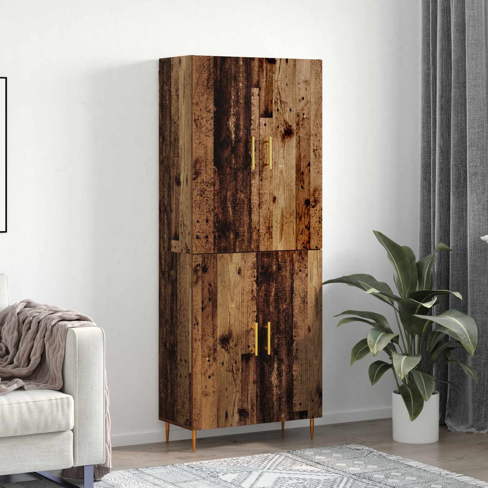 Vysoký bufet Staré dřevo 69,5 x 34 x 180 cm kompozitní dřevo