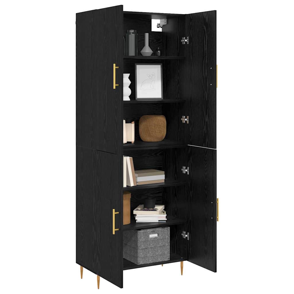 vidaXL Highboard Zwart eiken 69,5 x 34 x 180 cm Bewerkt hout