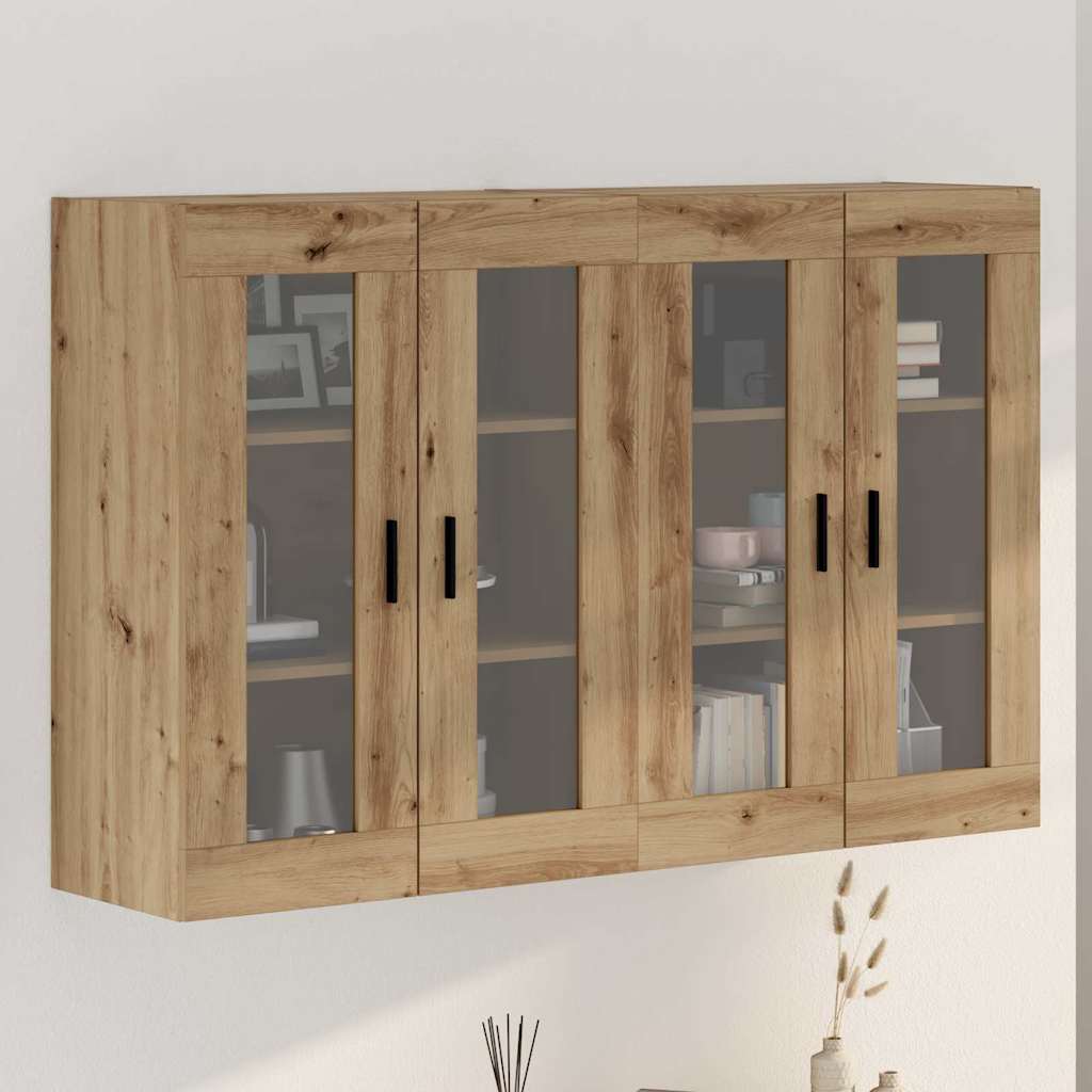 Seinale Paigaldatavad Kapid 2 tk Käsitööline Tamm 69.5x34x90 cm Vooderdis
