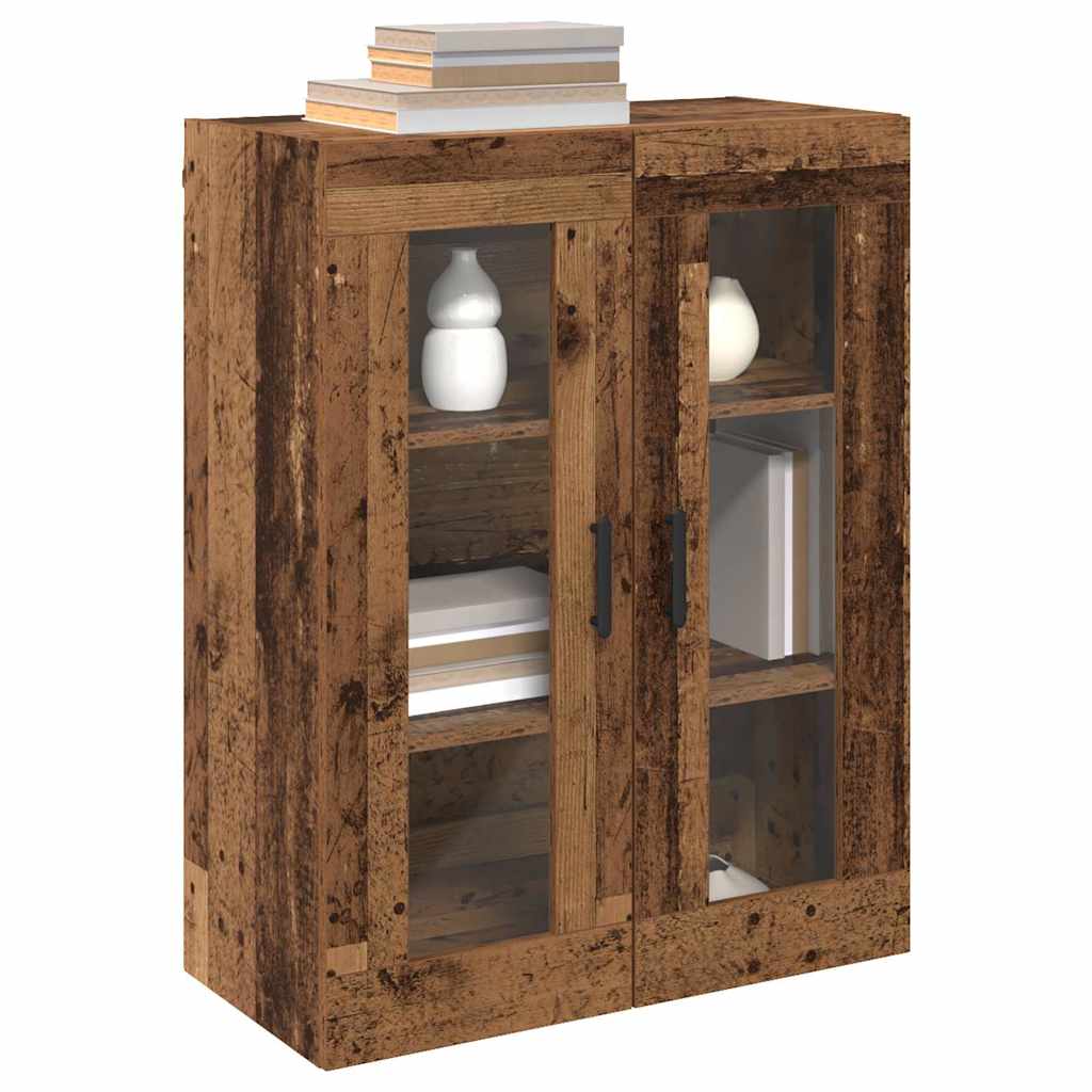 vidaXL Wandgemonteerde Kasten 2 pcs Oud hout 69.5 x 34 x 90 cm