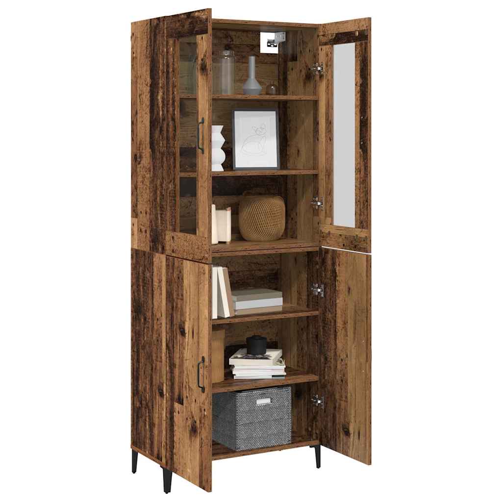 vidaXL Highboard 2 pcs Oud hout 69,5 x 34 x 180 cm Bewerkt hout