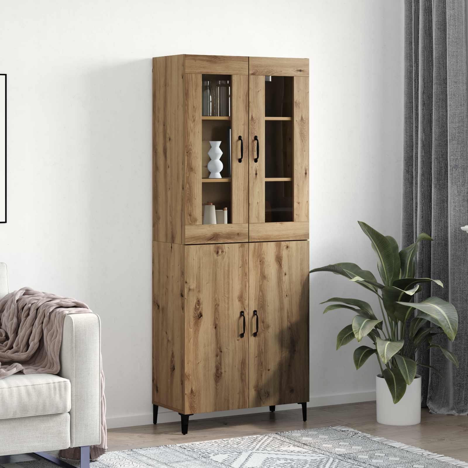 vidaXL Bufet 2 pcs Stejar Artizanal Lemn compozit
