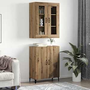 Vysoký bufet 2 pcs Artisanový dub 69,5 x 34 x 180 cm - obrázek 4