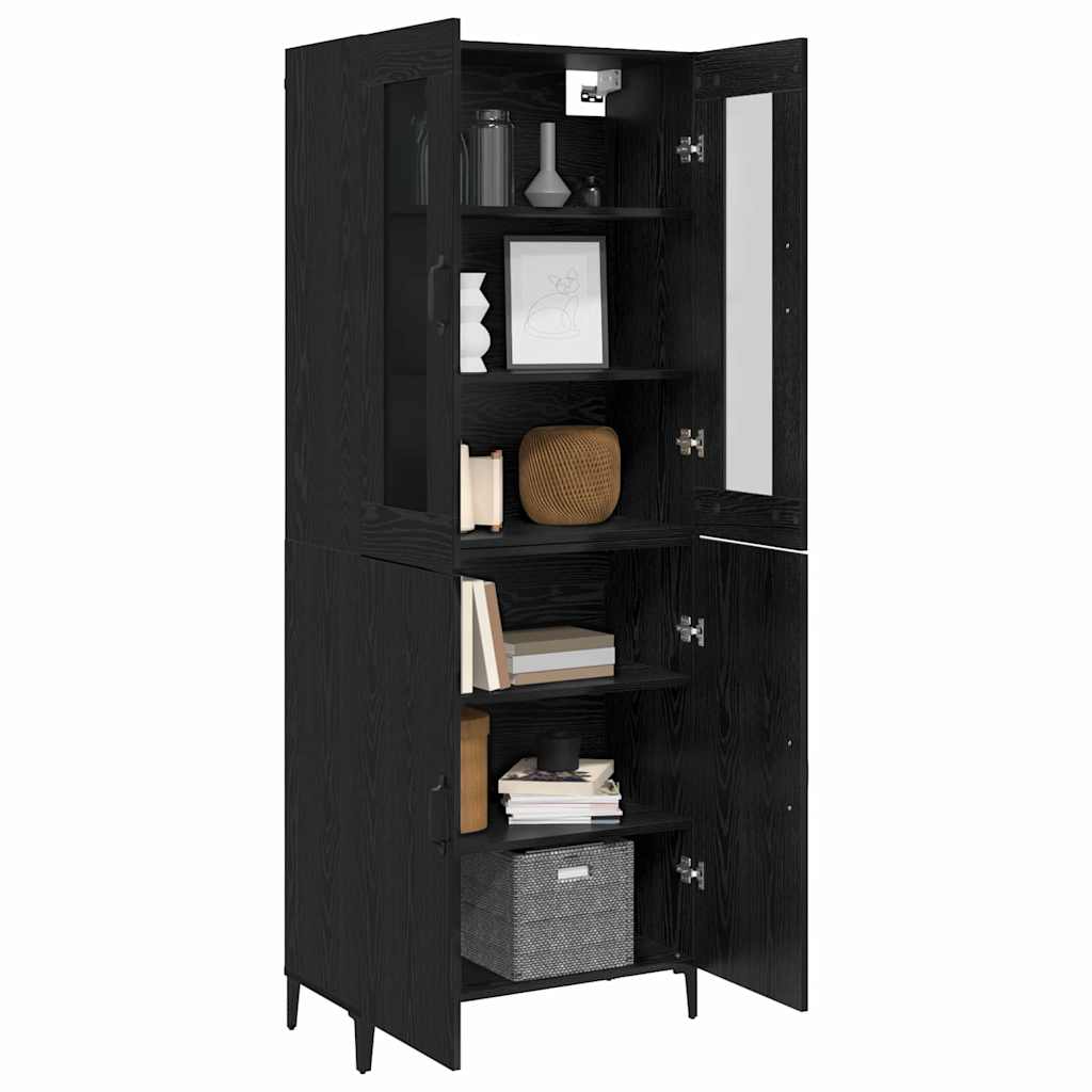 vidaXL Highboard 2 pcs Zwart eiken 69,5 x 34 x 180 cm Bewerkt hout