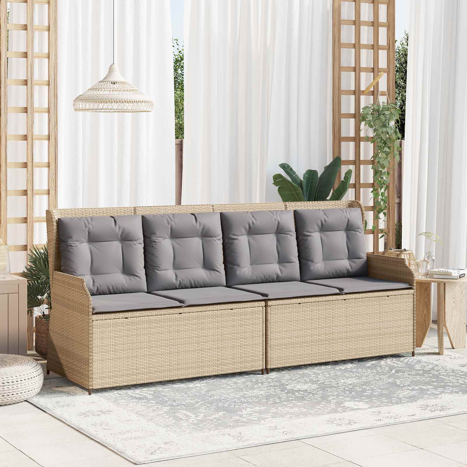 vidaXL Gartenbank Beige Poly-Rattan