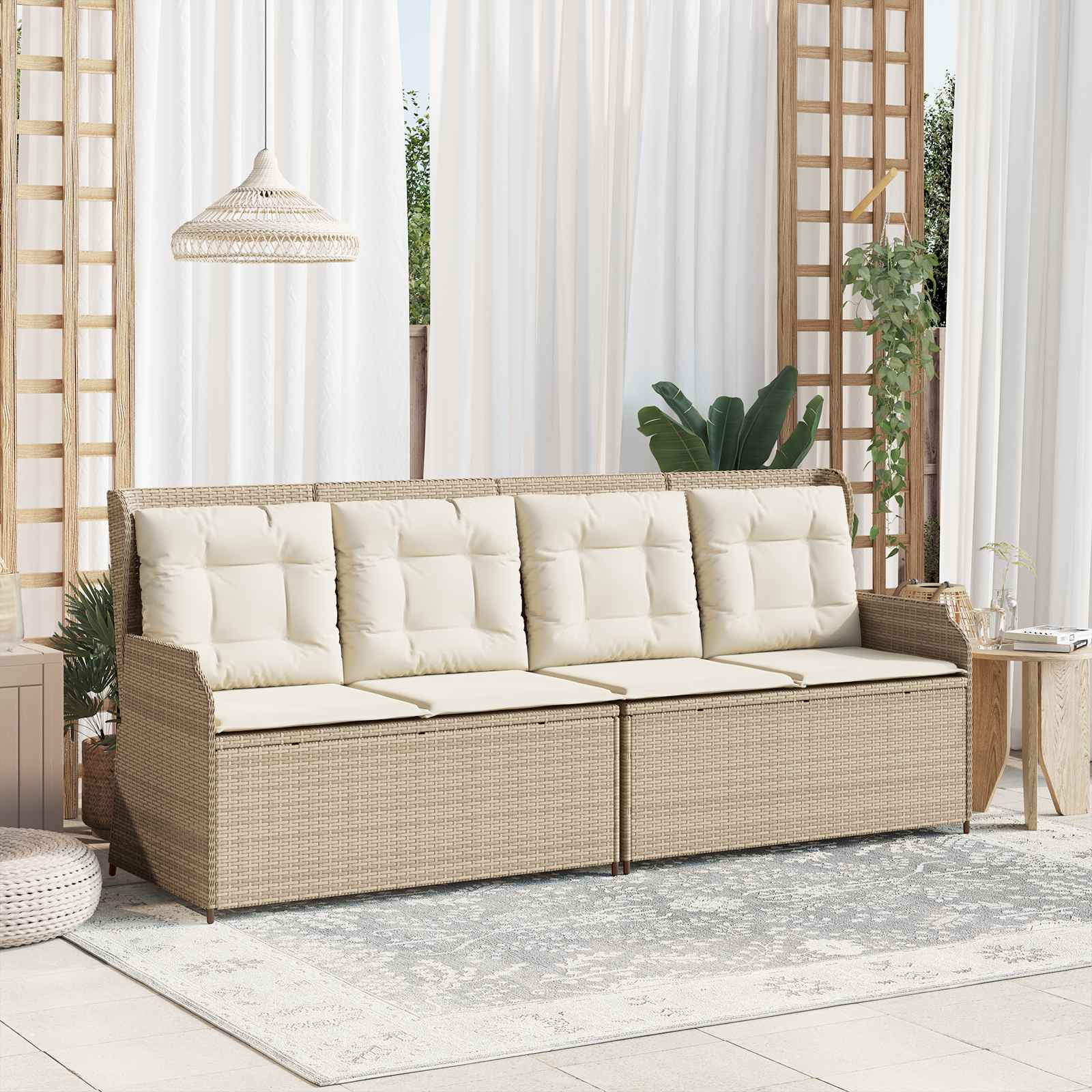 Thumbnail - vidaXL Gartenbank Beige Poly-Rattan