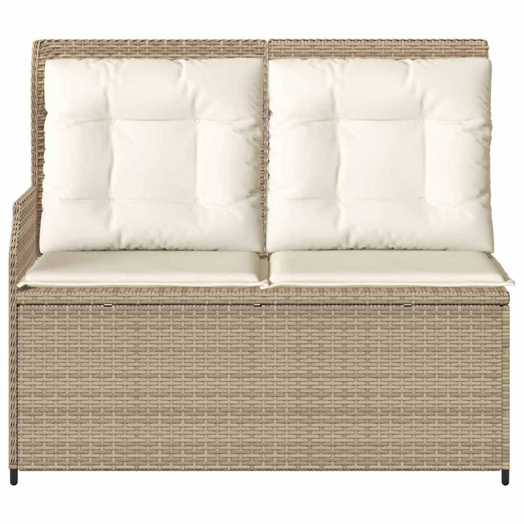 vidaXL Tuinbank met kussen Beige Poly riet